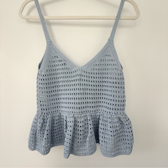 ZARA Baby Blue Peplum Crochet Crop Top | OFFERS WELCOME - Picture 7 of 15